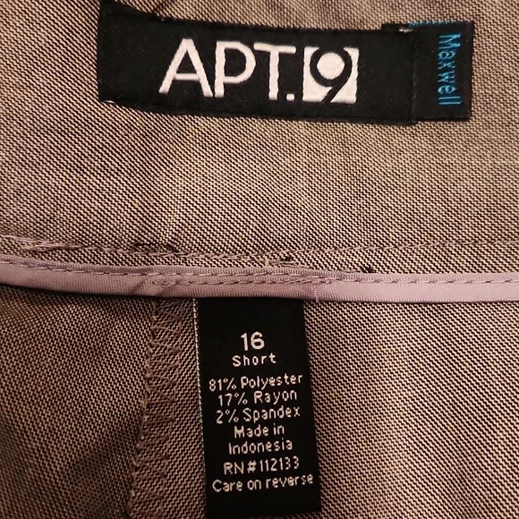 NWT Apt. 9 Heather Taupe Trousers Size 16 Short - Picture 2 of 9